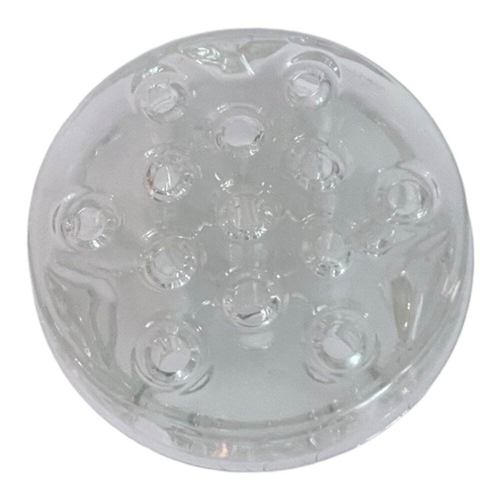Vintage Clear Glass Flower Frog 13-Hole Footed Arranger 4.5" Diameter